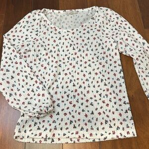 LOFT floral textured long sleeve women’s blouse cottagecore inspired medium